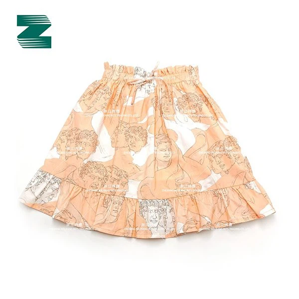 Sciorta Priontála Waist Leaisteacha Cotton Uigí le Ruffles